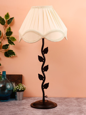Devansh off-white vintage Cotton Leaf Table lamp Table Lamp(64 cm, Black)