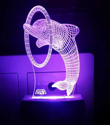 AJANTA Dolphin Fish(Code:2036) 3D Night Lamp(4 cm, Multicolor)