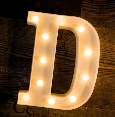 Midas luxe MARQUEE LED LETTER (D) Table Lamp(22 cm, White)