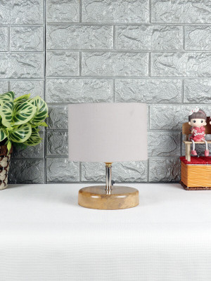 Devansh Wood table lamp with Grey cotton Shade Night Lamp(30 cm, Grey)