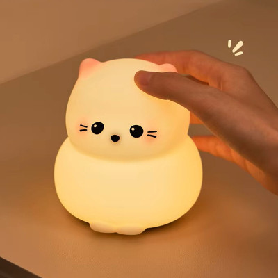 UNZAG Cute Cat Kitty Lamp with 3-Brightness Levels Tap Control with Timer Boys Girls Night Lamp(12.2 cm, Warm White)