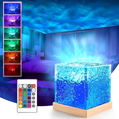 DSSB 3D Ocean Wave Effect Night Light, 16 Colors USB with Touch Control, Romantic Night Lamp(10 cm, Multicolor)