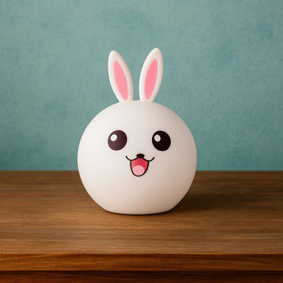 MARSELITE Gift for Kids/Girls/Boys Cute Rabbit Silicone Lamp Night Lamp(16 cm, White)