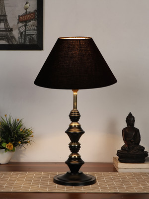 Devansh Black Cotton Table Lamp With Iron Base Table Lamp(42.5 cm, Black)