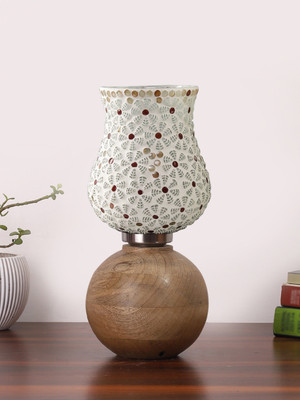 Devansh multicolor glass lamp with wooden base Table Lamp(30 cm, MULTICOLOR 2)