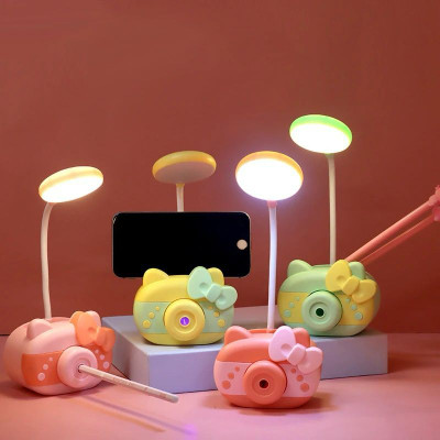 Radhya Accessories Kitty 3 in 1 USB LED lamp Night Lamp with Sharpener Pen Stand Mobile Holder Study Lamp(12 cm, Yellow)
