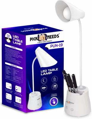 Pick Ur Needs Table Lamp For Study Rechargeable Torch ON/ OFF With Night Lamp Desk Light Table Lamp(21 cm, White)
