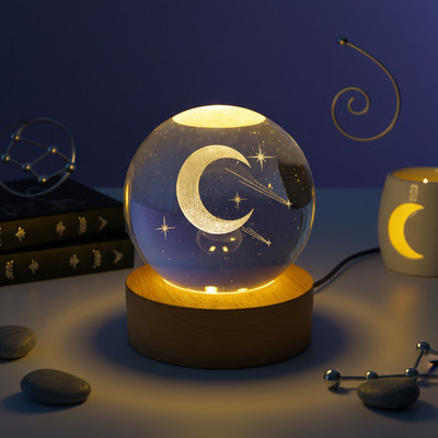 Aipom Crescent Moon Crystal Lamp Decorative Showpiece for Home, Office & Diwali Night Lamp(9 cm, Crescent Moon)