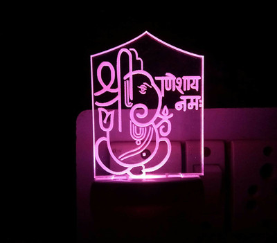 SRM Shri Ganesh 3D Night Lamp Come with 7 Multicolor & 3D Illusion Design for Rooms Night Lamp(12 cm, Multicolor)