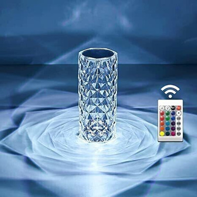 Trio group Crystal Rose Diamond 16 Color RGB Changing Mode LED Night Lights Table Lamp(21 cm, Multicolor)