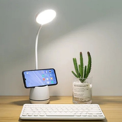 AKR Powerful Rechargeable Emergency Eye Protective LED Lamp with Pen / Mobile Holder Study Lamp(46 cm, White)