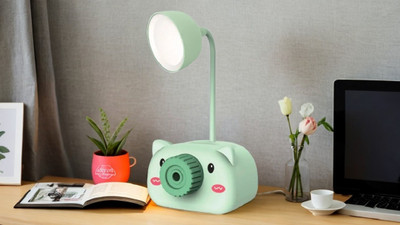 AKR 4in1 Camera Shaped Rechargeable Lamp with Sharpener Pen Stand With Night Lamp Study Lamp(22 cm, Green)