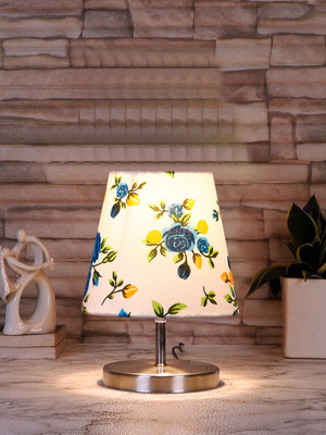 Devansh Multicolor Cotton Round Metal Steel Table Lamp For Home, Office And Bedroom Table Lamp(20.8 cm, White, Blue)
