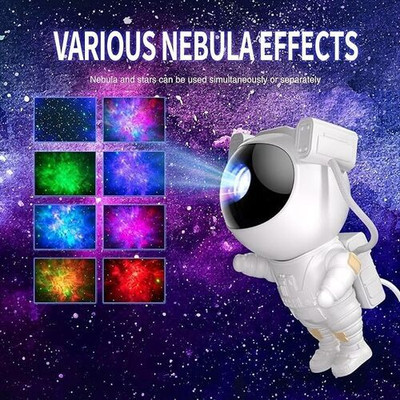 GADGETSBULK Galaxy Night Light Astronaut Space Star Projector Nebula 360° Adjustable Head Table Lamp(22.5 cm, White)