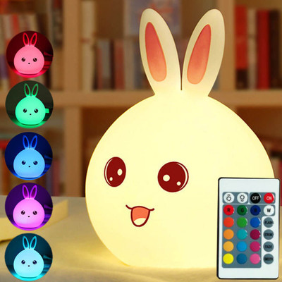 KD SAPRA Bunny/Rabbit Night Lamp with Remote for Kids,7 Color Changing Light Night Lamp(16 cm, Yellow)
