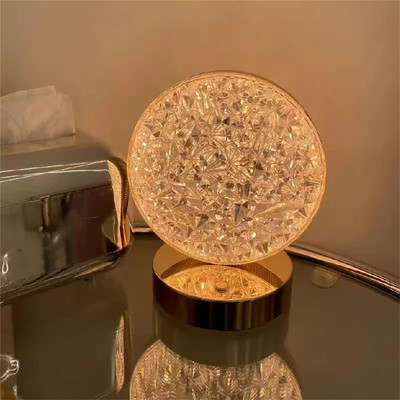 Keekos Crystal Lamp,16 Color Changing Rose Crystal Diamond Table Lamp,USB Rechargeable Table Lamp(19.5 cm, Round-Multi)