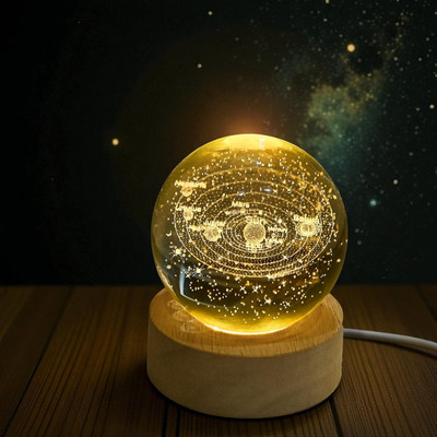 GenisysX Planetary Orbit Decorative LED Lamp Table Lamp(9 cm, Yellow)