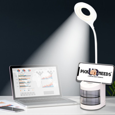 Pick Ur Needs Rechargeable Desk Lamp With Organiser, Phone Holder, Night Light Study Lamp(28 cm, deep White)