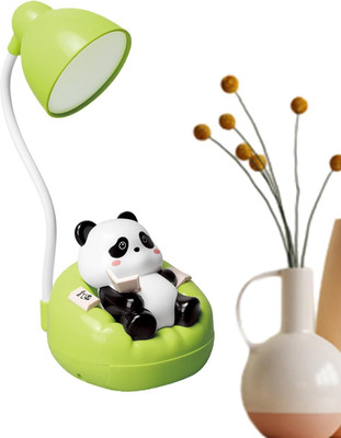 VIYORA CUTE Panda Rechargeable Desk Lamp with 3-Level Dimming and Mini Storage for Kids Night Lamp(15 cm, Green)