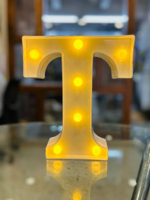 Satyam Kraft 1 Pcs Marquee Alphabet Shaped Led Light for deor (T) Table Lamp(22 cm, offwhite)