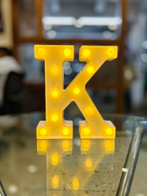 Satyam Kraft 1 Pcs Marquee Alphabet Shaped Led Light for deor (K) Table Lamp(22 cm, offwhite)
