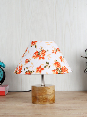 Devansh Wood table lamp with Printed cotton shade Shade Table Lamp(40 cm, Multicolor)