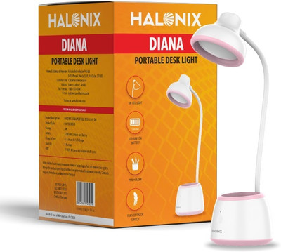 HALONIX Diana Rechargeable 5W Desk Study Lamp(22 cm, White)