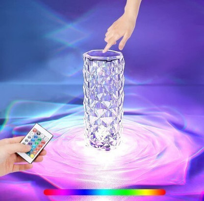 Taveesa 16 Color Changing Crystal Lamp RGB Night Light Touch Lamp Pack of 1 h155 Night Lamp(21 cm, Multicolor)