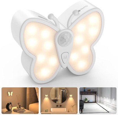 Verilux LED Butterfly Wall Light Smart Motion Sensor Magnetic Table Lamp(2.2 cm, White)