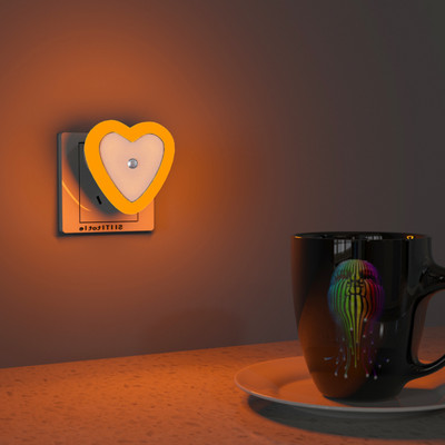 FIZZYTECH Night Sensor Light Bulb Heart 0.5W Automatic ON/Off Dim LED (Pack Of 2) Night Lamp(6 cm, Yellow)