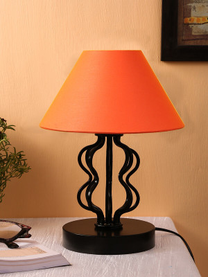 Devansh Orange cotton Shade Iron Table Lamp Table Lamp(30.48 cm, Orange)