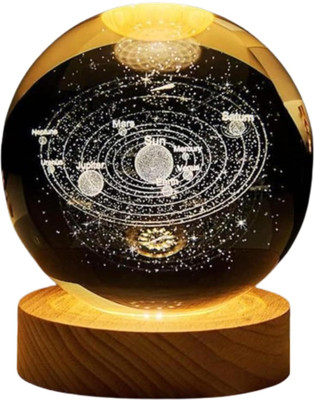 PJA Moon Lamp Crystal Ball 3D Solar System Night Light Night Lamp(7 cm, Multicolor)