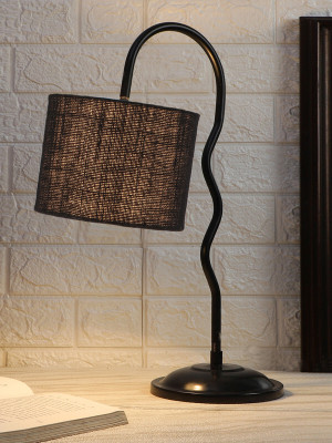 Devansh Black Jute Zig Zag Curvy table lamp with Iron Base Table Lamp(48.006 cm, Black)
