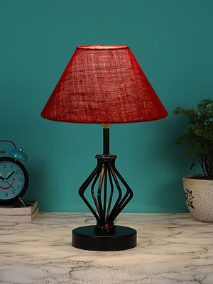 Devansh Maroon Jute Table Lamp With Iron Base Table Lamp(37.4 cm, Maroon)
