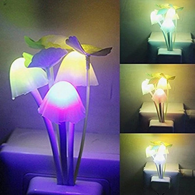 VEDZMe Sensor Led Mushroom Night Light Mushroom Lamp Plug-in LED Lamp Night Lamp Night Lamp(8 cm, Multicolor)