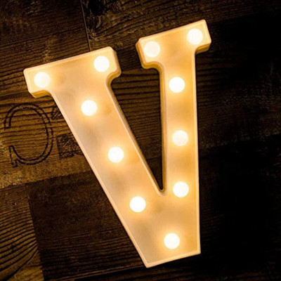 Satyam Kraft Marquee Alphabet Shaped Led Light (V) Pack of 1. Table Lamp(22 cm, White)