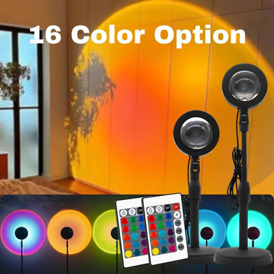 Viklet Sunset Lamp Projector Light for Diwali Decoration, Romantic LED Pack Of 2 Night Lamp(38 cm, Black)