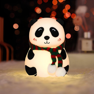 NPN Cute Panda Silicone USB Rechargeable Night Light | 7 Colors Changing Night Lamp(13.6 cm, White)