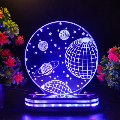 Kosgai Acrylic 3D Astronomy multicolor LED Lamp With Cosmos Art For Kids room & Decor Night Lamp(18.5 cm, Transparent)