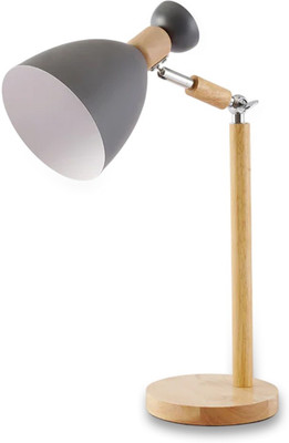 AARVIDECOR Wooden-Metalic Gray Study Desk Lamp Study Lamp(46 cm, Grey)