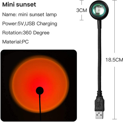 ASTOUND Sunset USB Light with 7 Colors + 13 Functional Modes Night Lamp(18.5 cm, Black)