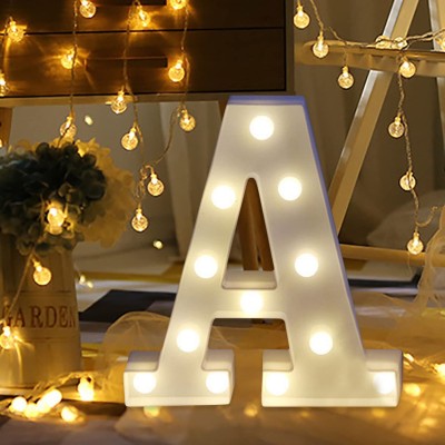 Malhotra Event Party Supplies Marquee Alphabet Shaped Led Light (A) Pack of 1. Night Lamp(22 cm, White)