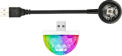 WRADER Sound Activated Sensor Disco Light + Sunset Projection Lamp for Home Decor & Car Night Lamp(16 cm, Multicolor)