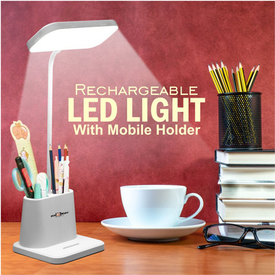 Study Table Lamp 2 iN 1 Table Lamp Rechargeable Desk Light Touch Model - Night lamp & Pen Stand Night Lamp(11 cm, White)