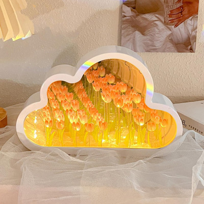 KD SAPRA 3D Cloud Tulip Lamp, 2025 New Mirror Tulip Night Light, Tulip Flower Lamp Night Lamp(10 cm, Yellow)