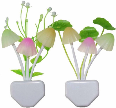 lYFteco Mushroom light automatic sensor ( Multicolor) pack of 2 Night Lamp (3 cm, White) Night Lamp(13 cm, Multicolor)