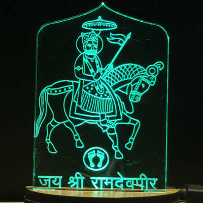 Red Robin RAMDEV PIR Acrylic USB 3D Illusion RGB 7 Colour Changing LED Wooden Night Lamp(10 cm, USB0083-RAMDEV PIR)