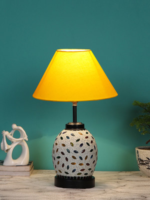 Devansh Yellow Cotton Glass Table Lamp With Iron Base Table Lamp(38.1 cm, Yellow)