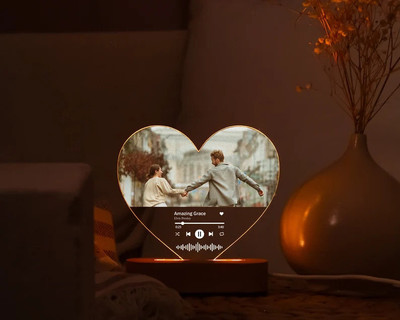 Mystica LoveTunes Glow HeartBeat Melody Lamp Eternal Harmony Light Table Lamp(17 cm, tranparent)