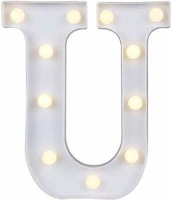 Satyam Kraft Marquee Alphabet Shaped Led Light (U) Pack of 1. Table Lamp(22 cm, White)